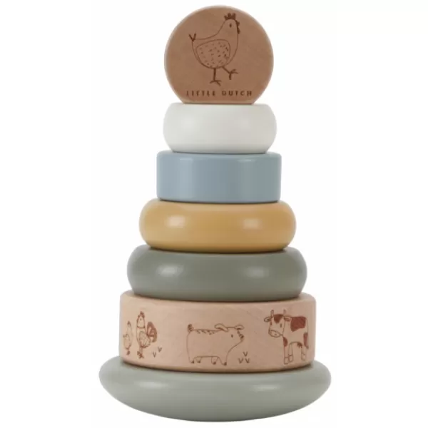 Little Dutch Nasazovací kroužky dřevěné Farma