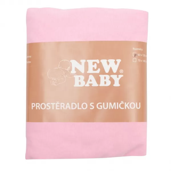 New Baby Jersey prostěradlo do postýlky 120x60 růžové