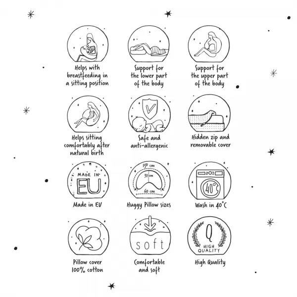 CEBA Polštář na kojení Huggy (150x60x37)