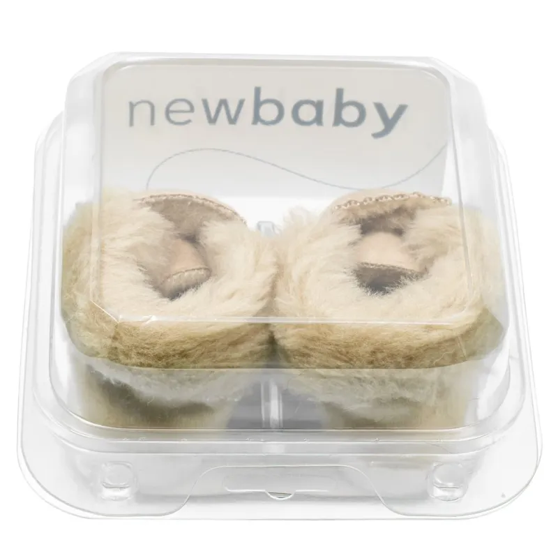 New Baby Kojenecké zimní semiškové capáčky 0-3 m světlo hnědé