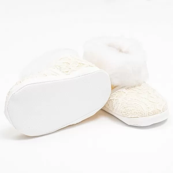 New Baby Kojenecké zimní krajkové kozačky 3-6 m béžové