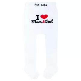 New Baby Bavlněné punčocháčky bílé I Love Mum and Dad