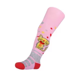 New Baby Bavlněné punčocháčky 3xABS světle růžové s kočičkou