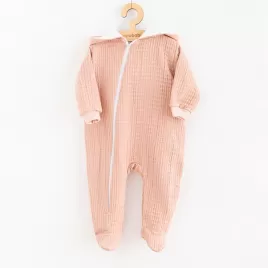 New Baby Kojenecký mušelínový overal s kapucí Comfort clothes