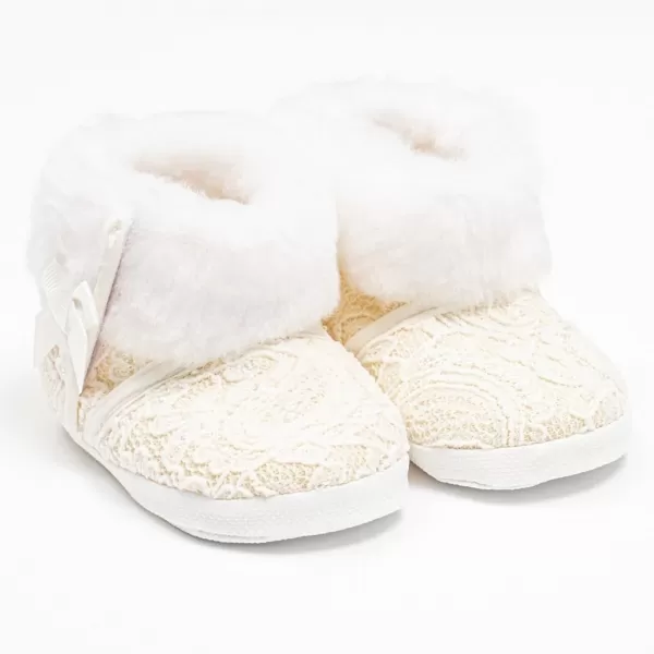 New Baby Kojenecké zimní krajkové kozačky 3-6 m béžové