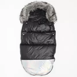 New Baby Luxusní fusak s kožíškem Shine černo stříbrný