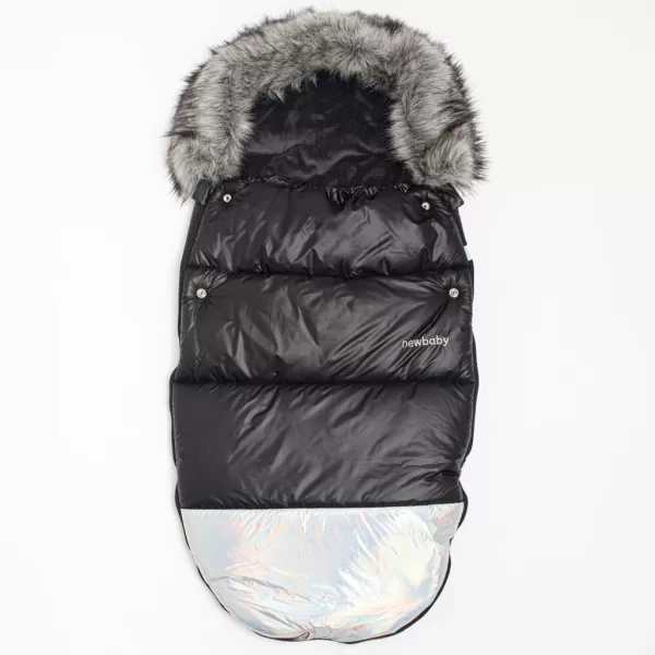 New Baby Luxusní fusak s kožíškem Shine černo stříbrný