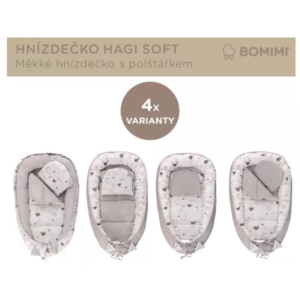 Bomimi HAGI Hnízdečko s polštářkem soft, SRDÍČKA