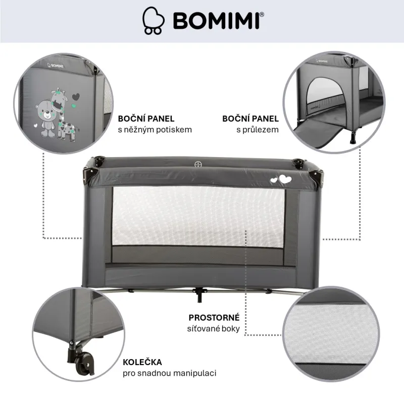 Bomimi MONDO postýlka giraffe&bear, tm-s