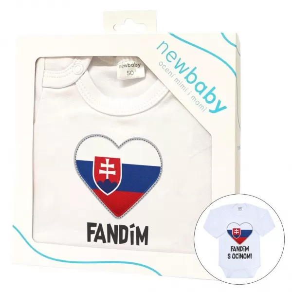 New Baby Body s potiskem Fandím s ocinom biele - darčekové balenie