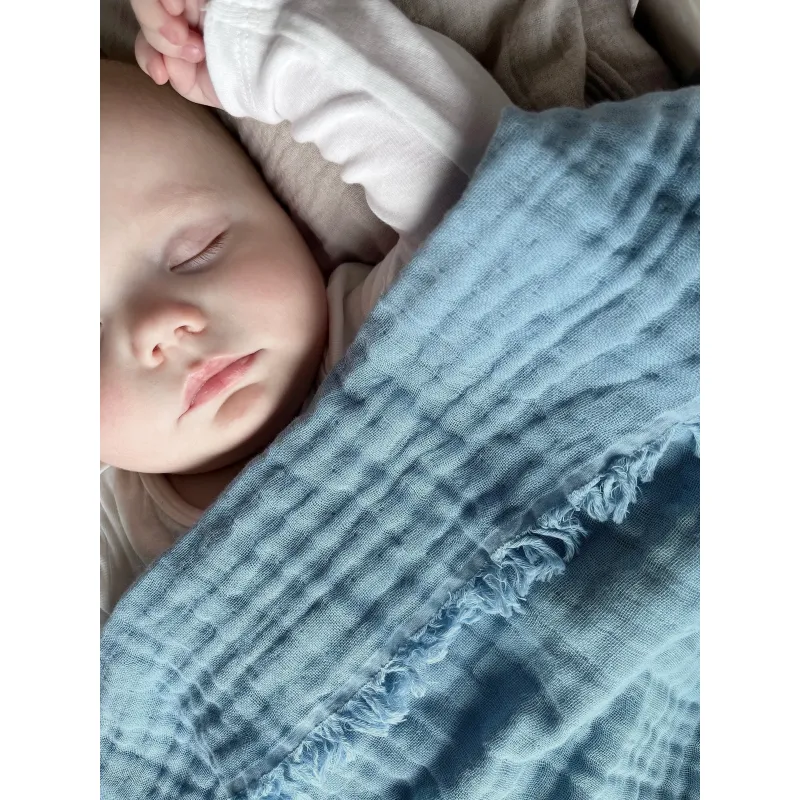 VINTER & BLOOM Deka Feather Muslin Organic Dim Blue