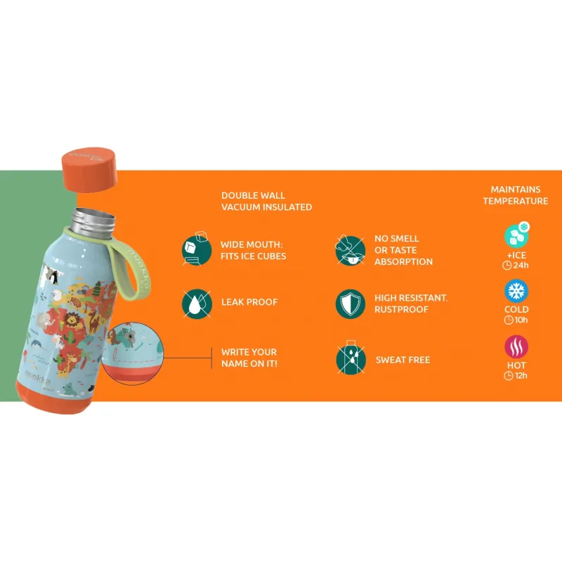 Quokka Nerezová termoláhev Solid Kids s poutkem 330 ml