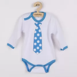 New Baby Body s potiskem s tyrkysovou kravatou