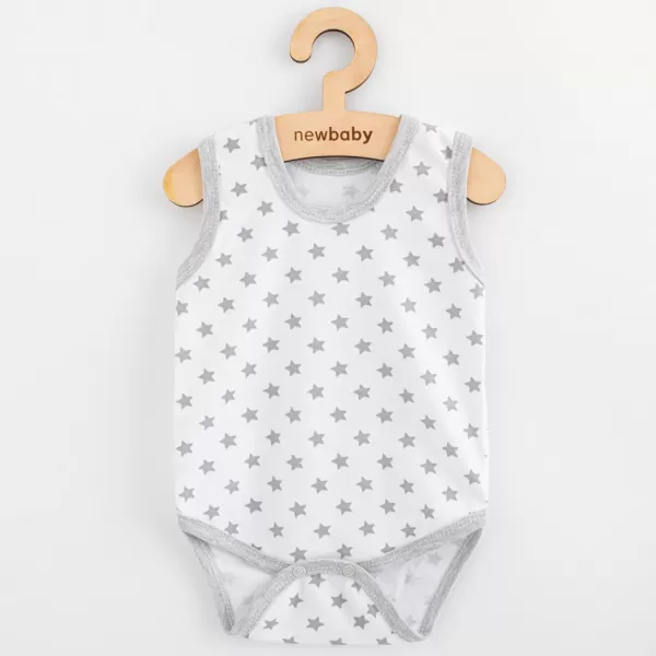 New Baby Kojenecké body bez rukávů Classic II hvězdičky šedé kluk