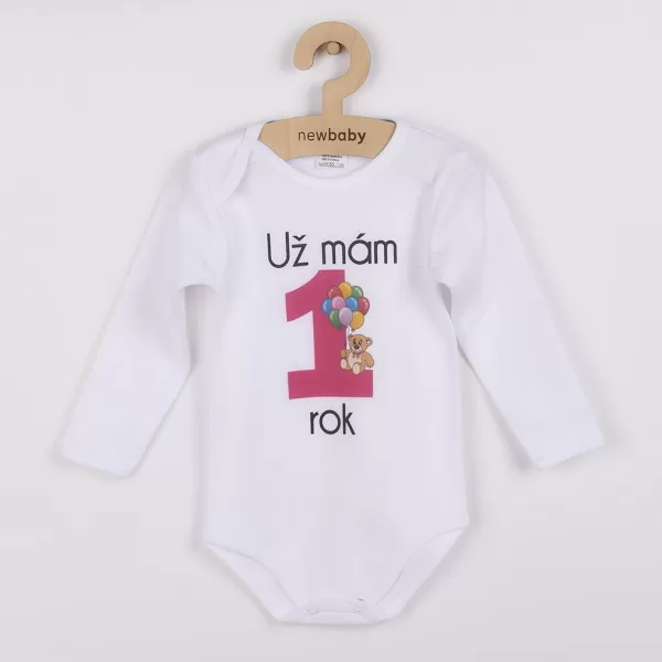 New Baby Body s potiskem Už mám 1 rok růžové