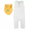 CARTER'S Set 2dílný overal bez rukávů, bryndáček Grey neutrál LBB 3m, vel. 62