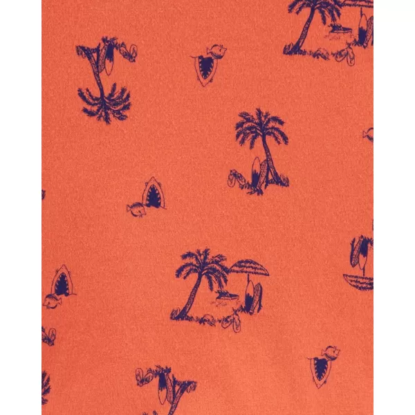 CARTER'S Set 2dílný triko kr. rukáv, kraťasy na kšandy Navy Orange kluk 9m