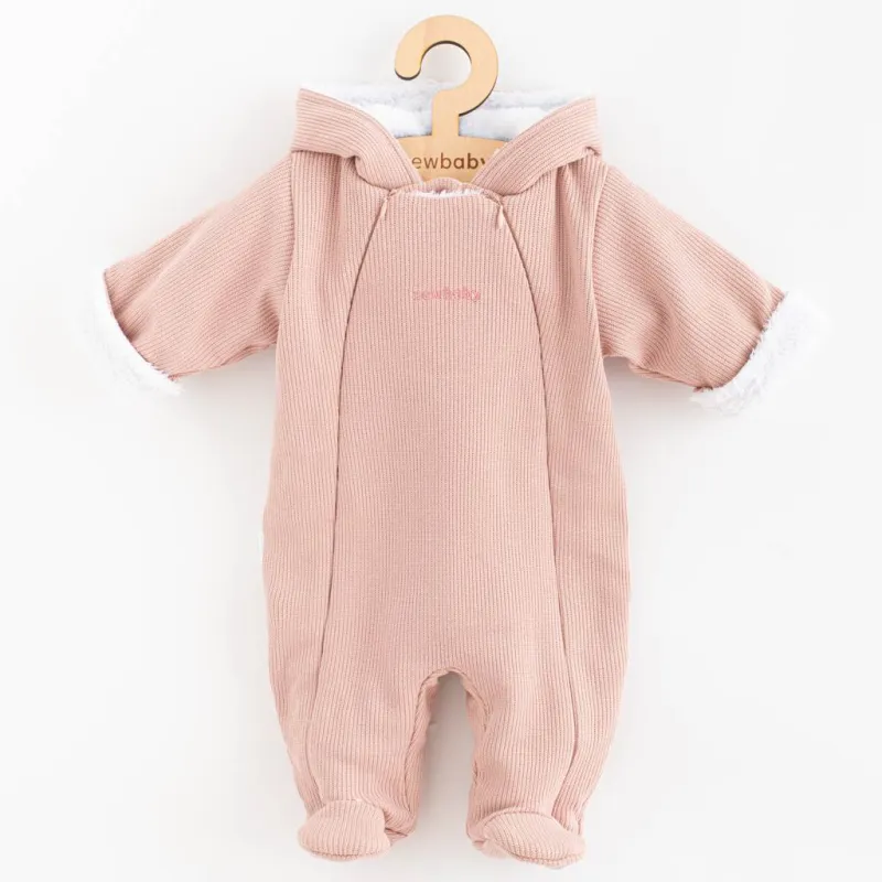 New Baby Kojenecká kombinéza s kapucí Frosty pink