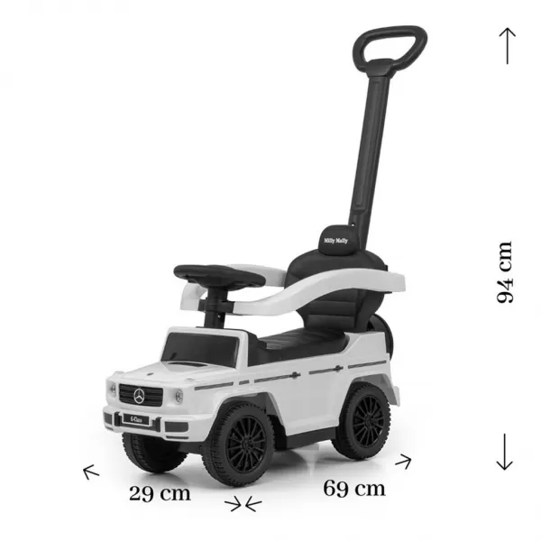 Milly Mally Odrážedlo s vodící tyčí MERCEDES G350d bílé