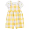 CARTER'S Set 2dílný triko kr. rukáv, kraťasy na kšandy Yellow Flowers holka 3m