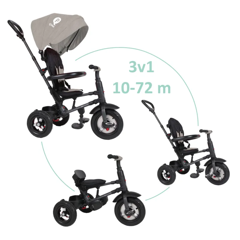 QPLAY Tříkolka Rito air gel (Rubber), věk 10-72 měsíců