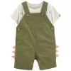 CARTER'S Set 2dílný triko kr. rukáv, kraťasy na kšandy Green Dino kluk 3m