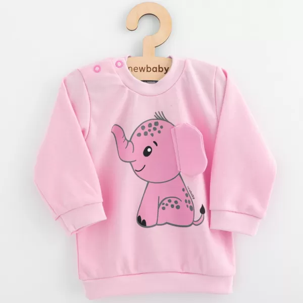 New Baby Kojenecká souprava tričko a tepláčky Happy Elephant pink