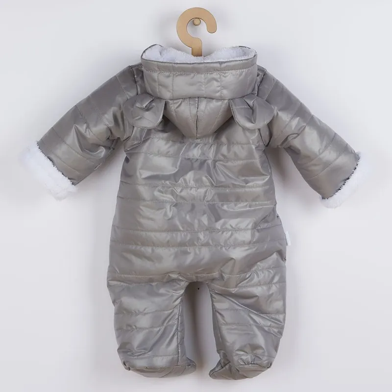 New Baby Zimní kojenecká kombinéza s kapucí a oušky Pumi grey