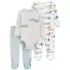 CARTER'S Set 3dílný overal na druky, polodupačky, body dl. rukáv Dogs chlapec LBB PRE, vel. 46