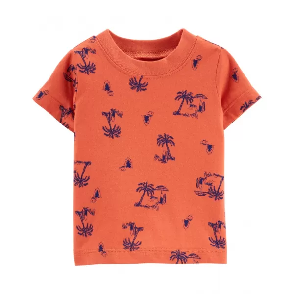 CARTER'S Set 2dílný triko kr. rukáv, kraťasy na kšandy Navy Orange kluk NB/vel. 56