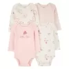 CARTER'S Body dlouhý rukáv Pink/Ivory holka 4ks NB/vel. 56