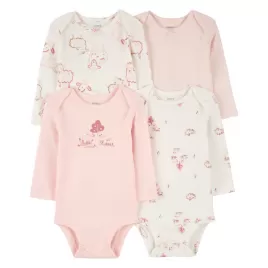 CARTER'S Body dlouhý rukáv Pink/Ivory holka 4ks NB/vel. 56
