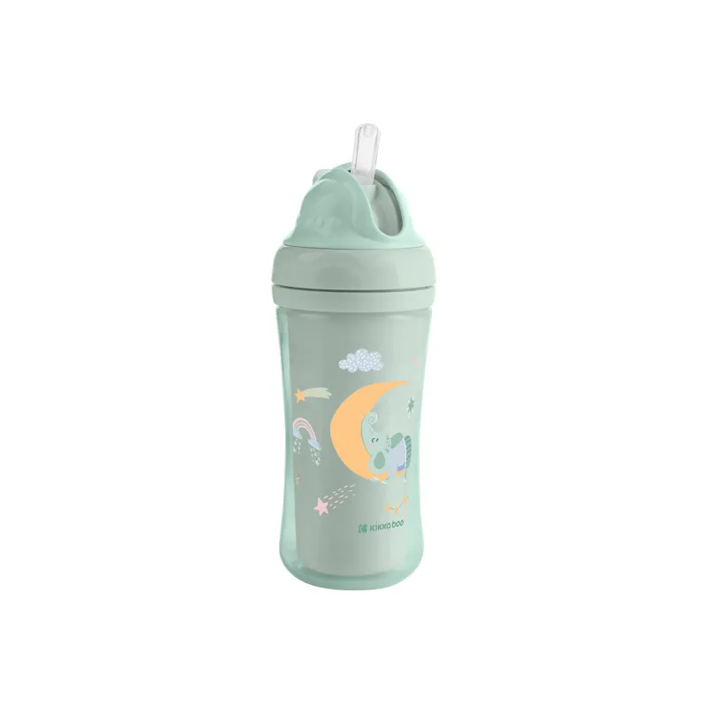 KikkaBoo Hrnek se silikonovým brčkem 220ml 8m+ Moony me