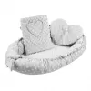 New Baby Luxusní hnízdečko s polštářkem a peřinkou z Minky Srdíčko šedé