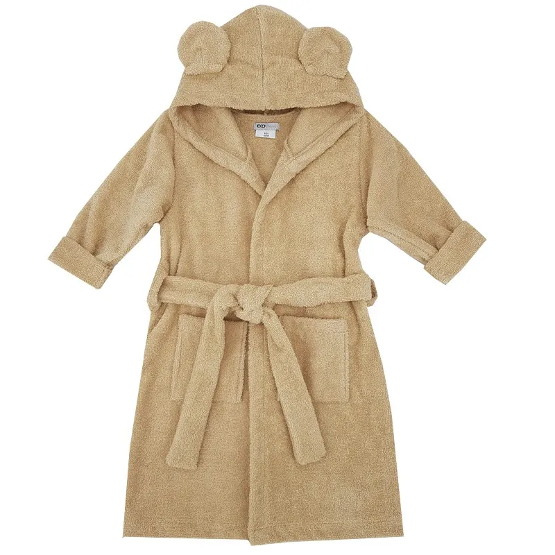 EKO Župan bavlněný s kapucí a oušky Beige vel. S 80-86