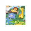 Viga Dětské dřevěné puzzle s úchyty Divoká zvířata 4 ks