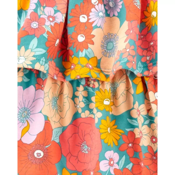 CARTER'S Set 3dílný triko na ramínka, body na ramínka, kraťasy Orange Flowers holka 6m