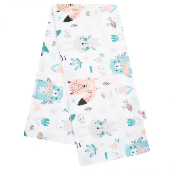 New Baby Flanelová plena s potiskem bílá zvířátka