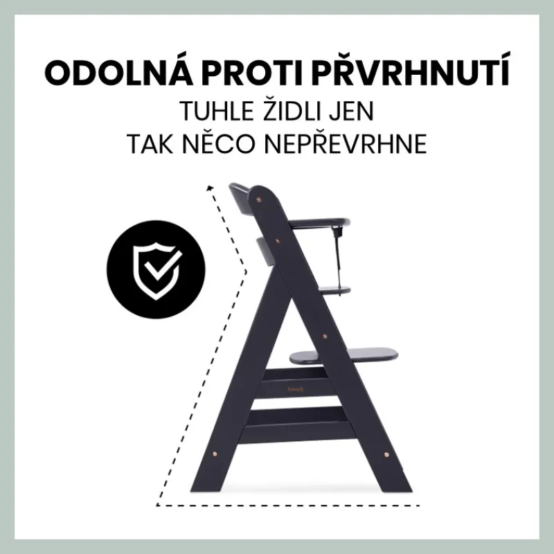 Hauck Alpha+ dřevěná židle+novorozenecký set polohovací, 0m+