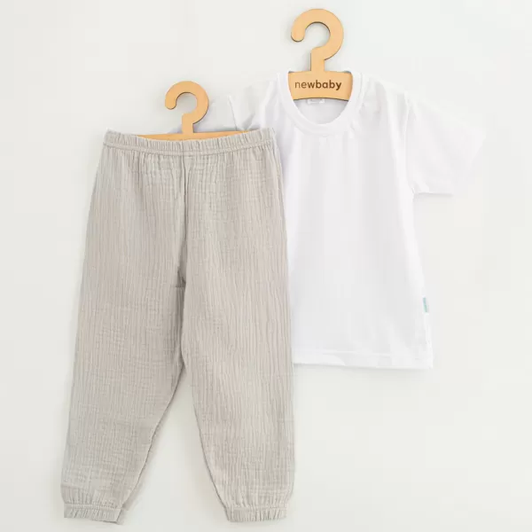 New Baby Dětská bavlněná souprava tričko a mušelínové kalhoty Kindergarten světle