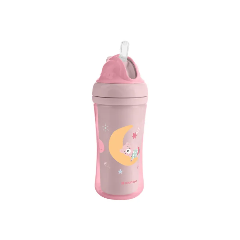 KikkaBoo Hrnek se silikonovým brčkem 220ml 8m+ Moony me