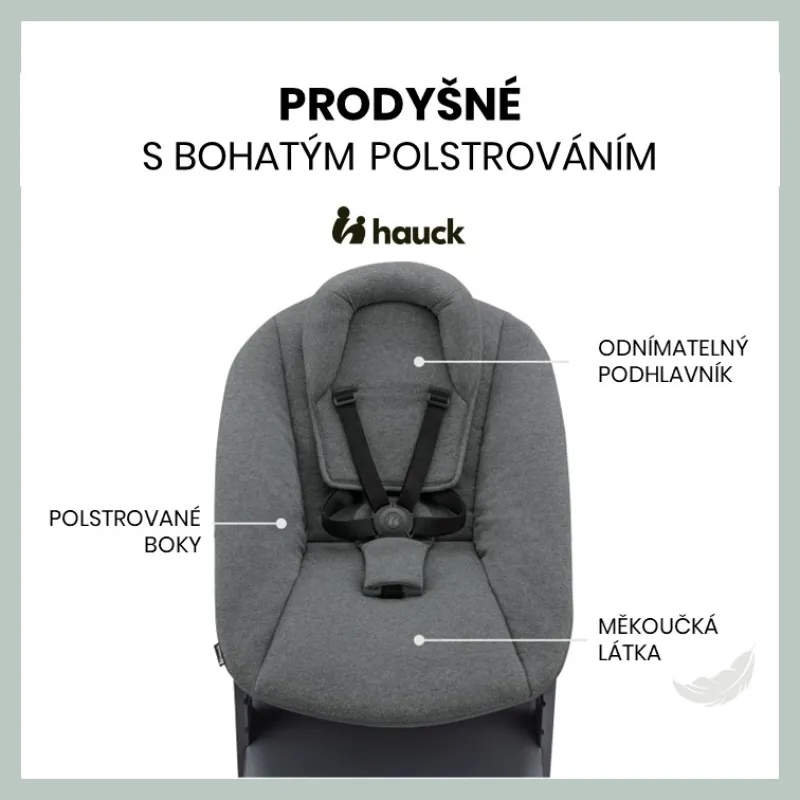 Hauck Alpha+ dřevěná židle+novorozenecký set polohovací, 0m+