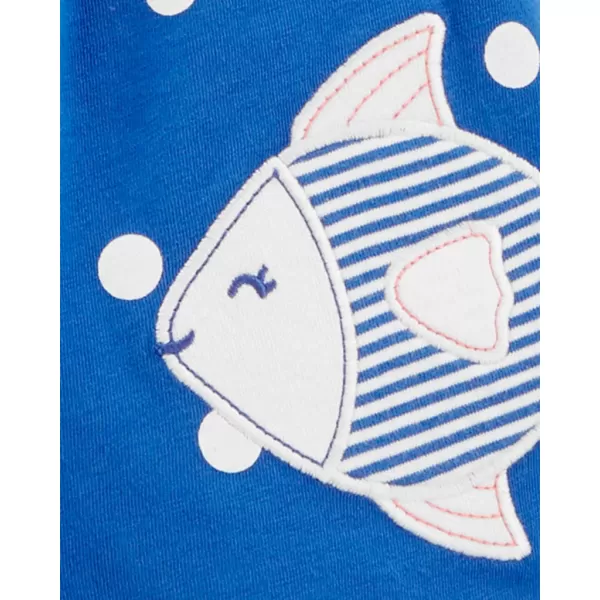 CARTER'S Set 3dílný body kr. rukáv, triko kr. rukáv, kraťasy Blue Dot Fish holka NB/ vel. S 56