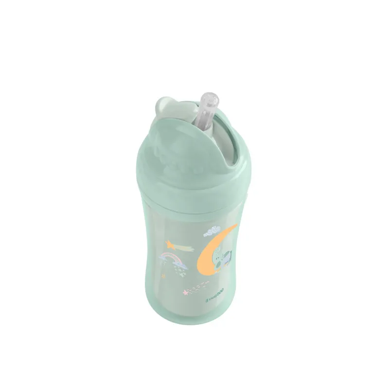 KikkaBoo Hrnek se silikonovým brčkem 220ml 8m+ Moony me