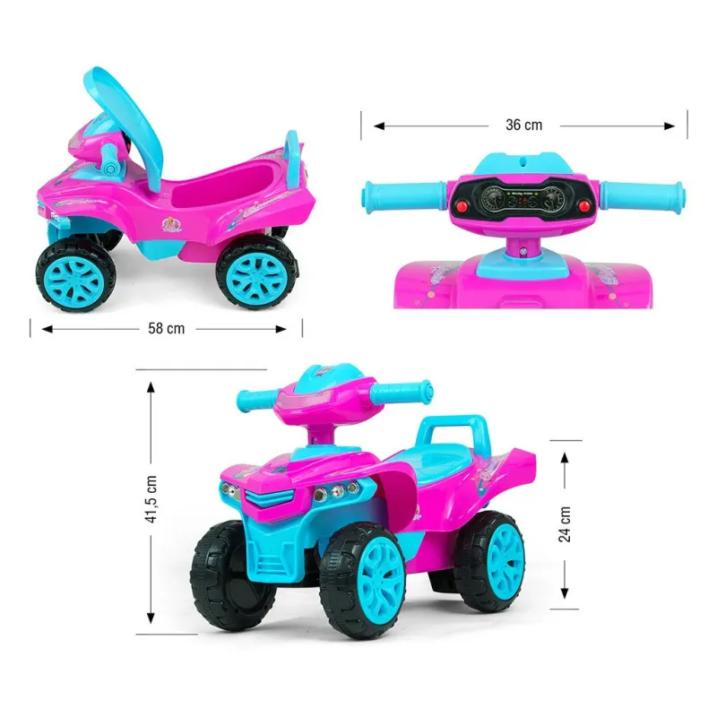 Milly Mally Dětské odrážedlo se zvukem Čtyřkolka Monster Pink