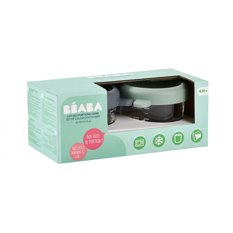 Beaba Kelímky na jídlo skleněné 2x 150 ml