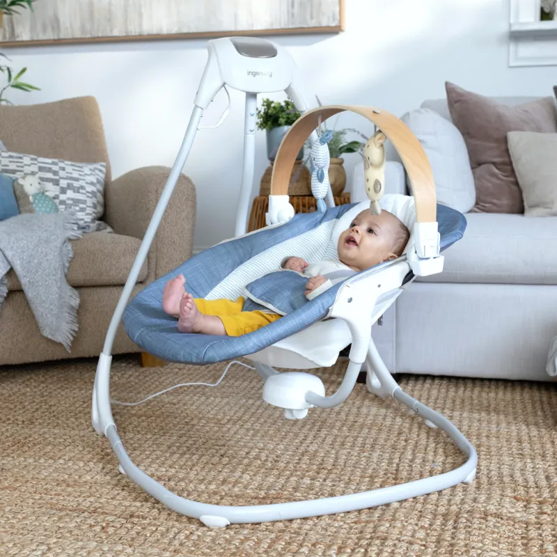 INGENUITY Houpačka pohupující hudební Chambray 0m+, do 9 kg