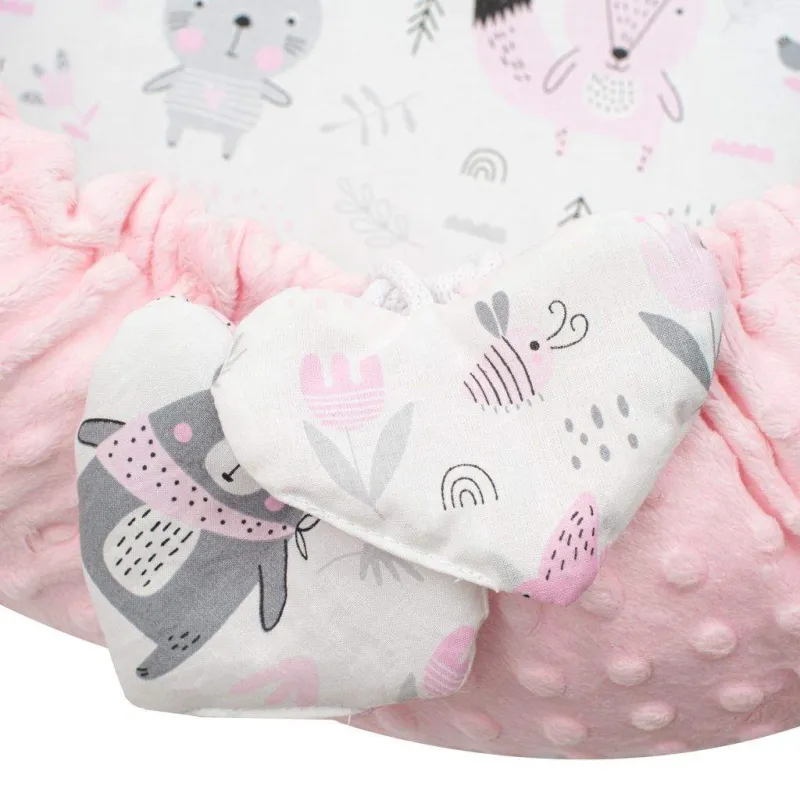 New Baby Luxusní hnízdečko s polštářkem a peřinkou z Minky růžové