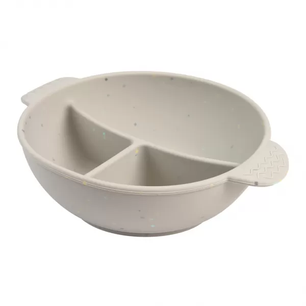 CANPOL BABIES Miska silikonová dělená s přísavkou Dots 360ml šedá