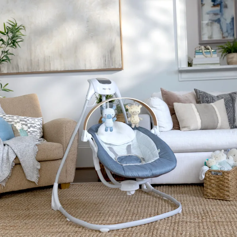 INGENUITY Houpačka pohupující hudební Chambray 0m+, do 9 kg